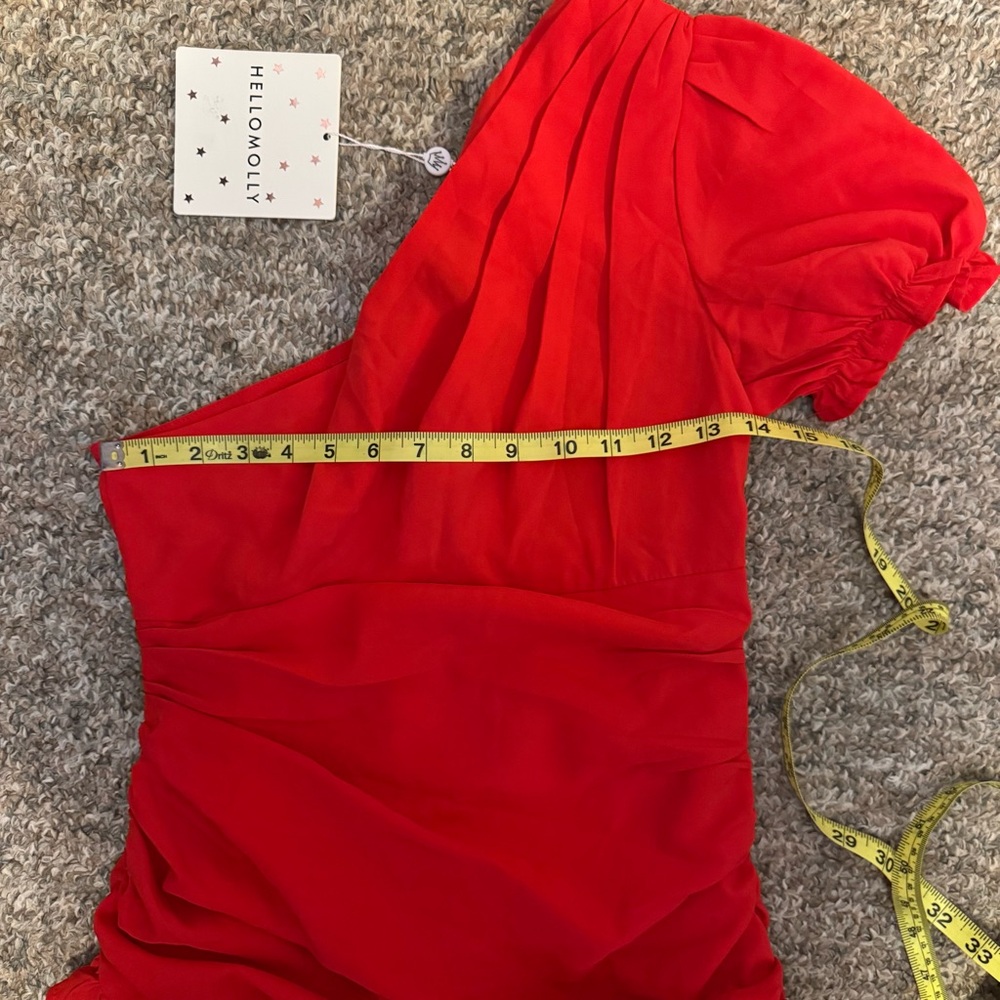 Hello Molly Red One-Shoulder Ruffle Dress NWT - Picture 5 of 9